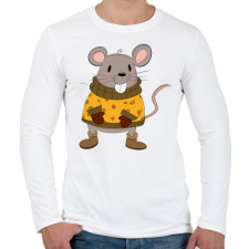 PRINTFASHION Sajtos egér - Férfi hosszú ujjú póló - Fehér férfi póló