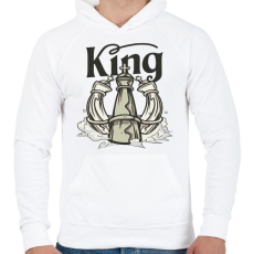 PRINTFASHION Sakk - a király  - Férfi kapucnis pulóver - Fehér
