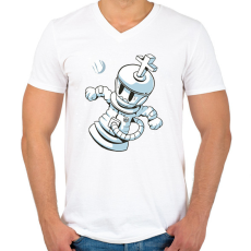 PRINTFASHION Sakk az űrben - Férfi V-nyakú póló - Fehér