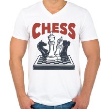 PRINTFASHION Sakk - Chess - Férfi V-nyakú póló - Fehér férfi póló