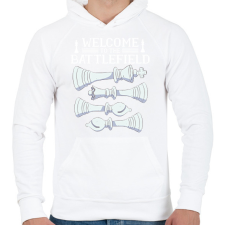 PRINTFASHION Sakk - Férfi kapucnis pulóver - Fehér férfi pulóver, kardigán