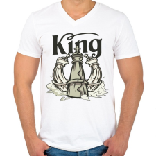 PRINTFASHION Sakk king - Király - Férfi V-nyakú póló - Fehér férfi póló