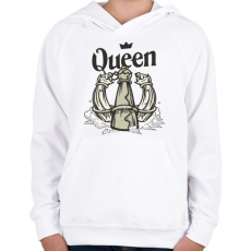 PRINTFASHION Sakk Queen - királynő - Gyerek kapucnis pulóver - Fehér