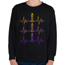 PRINTFASHION Sakkos szívverés - Gyerek pulóver - Fekete
