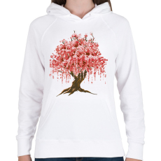 PRINTFASHION Sakura fa - Női kapucnis pulóver - Fehér