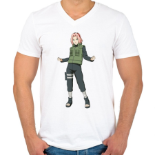 PRINTFASHION Sakura Shinobi Edition - Férfi V-nyakú póló - Fehér férfi póló