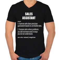 PRINTFASHION Sales assistant jelentése - Férfi V-nyakú póló - Fekete