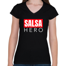 PRINTFASHION SALSA HERO - Női V-nyakú póló - Fekete női póló