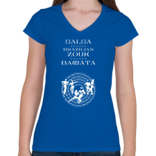 PRINTFASHION Salsa Zouk Bachata dancer S0202 white - Női V-nyakú póló - Királykék női póló