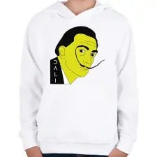 PRINTFASHION Salvador Dalí - Sárga - Gyerek kapucnis pulóver - Fehér gyerek pulóver, kardigán