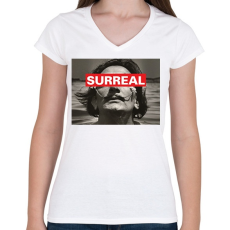 PRINTFASHION Salvador Dalí - Surreal - Női V-nyakú póló - Fehér