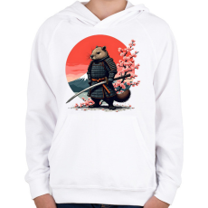 PRINTFASHION Samurai bober - Gyerek kapucnis pulóver - Fehér