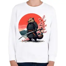 PRINTFASHION Samurai bober - Gyerek pulóver - Fehér gyerek pulóver, kardigán