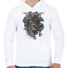 PRINTFASHION Samurai - dragon fantasy - Férfi kapucnis pulóver - Fehér férfi pulóver, kardigán