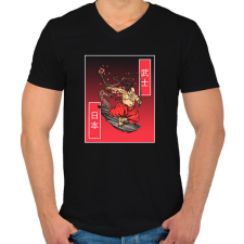 PRINTFASHION samurai - Férfi V-nyakú póló - Fekete férfi póló