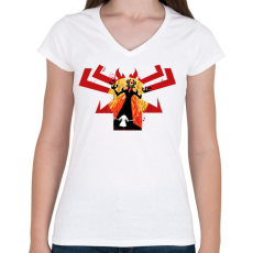 PRINTFASHION samurai jack - Női V-nyakú póló - Fehér