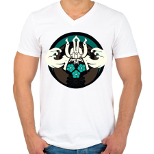 PRINTFASHION Samurai logo - Férfi V-nyakú póló - Fehér férfi póló
