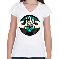 PRINTFASHION Samurai logo - Női V-nyakú póló - Fehér