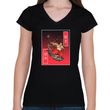 PRINTFASHION samurai - Női V-nyakú póló - Fekete női póló