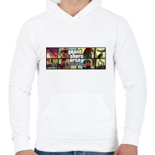 PRINTFASHION San Andreas - Férfi kapucnis pulóver - Fehér férfi pulóver, kardigán