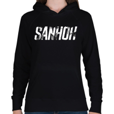 PRINTFASHION Sanhok - Fehér felirat - PUBG - Női kapucnis pulóver - Fekete női pulóver, kardigán