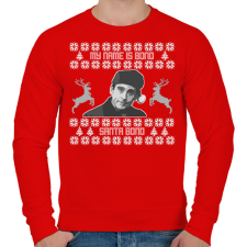 PRINTFASHION Santa Bond - The Office (White) - Férfi pulóver - Piros férfi pulóver, kardigán