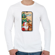 PRINTFASHION Santa Claus - Selfie - Férfi hosszú ujjú póló - Fehér férfi póló