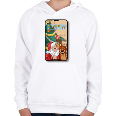 PRINTFASHION Santa Claus - Selfie - Gyerek kapucnis pulóver - Fehér