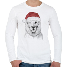 PRINTFASHION Santa lion - Férfi hosszú ujjú póló - Fehér férfi póló