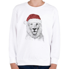 PRINTFASHION Santa lion - Gyerek pulóver - Fehér gyerek pulóver, kardigán