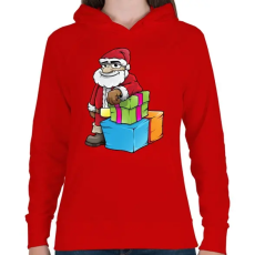PRINTFASHION Santa - Női kapucnis pulóver - Piros