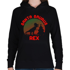 PRINTFASHION Santa Saurus Rex - Női kapucnis pulóver - Fekete női pulóver, kardigán