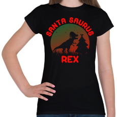 PRINTFASHION Santa Saurus Rex - Női póló - Fekete