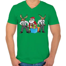 PRINTFASHION Santa Security - Férfi V-nyakú póló - Zöld férfi póló
