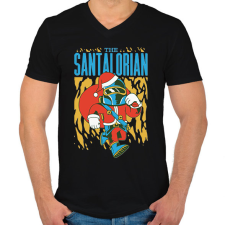 PRINTFASHION Santalorian Mikulás - Férfi V-nyakú póló - Fekete férfi póló