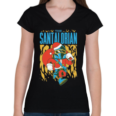 PRINTFASHION Santalorian Mikulás - Női V-nyakú póló - Fekete