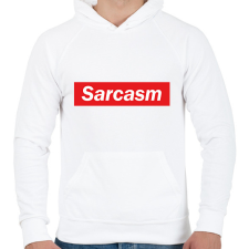 PRINTFASHION Sarcasm - Szarkazmus - Férfi kapucnis pulóver - Fehér férfi pulóver, kardigán