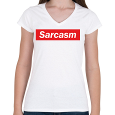 PRINTFASHION Sarcasm - Szarkazmus - Női V-nyakú póló - Fehér