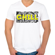 PRINTFASHION Sárga CHILL - Férfi V-nyakú póló - Fehér férfi póló