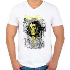 PRINTFASHION sárga koponya - Férfi V-nyakú póló - Fehér férfi póló