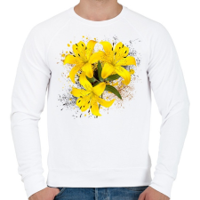 PRINTFASHION sárga lilom - Férfi pulóver - Fehér férfi pulóver, kardigán