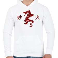 PRINTFASHION sárkány3 - Férfi kapucnis pulóver - Fehér férfi pulóver, kardigán