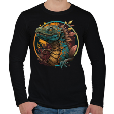 PRINTFASHION Sárkány design - Férfi hosszú ujjú póló - Fekete férfi póló