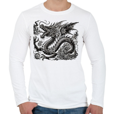 PRINTFASHION Sárkány - Férfi hosszú ujjú póló - Fehér férfi póló