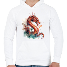 PRINTFASHION sárkány - Férfi kapucnis pulóver - Fehér férfi pulóver, kardigán