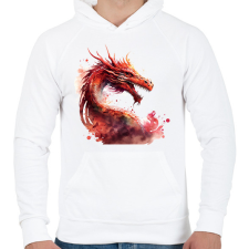 PRINTFASHION sárkány - Férfi kapucnis pulóver - Fehér férfi pulóver, kardigán