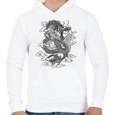 PRINTFASHION Sárkány  - Férfi kapucnis pulóver - Fehér férfi pulóver, kardigán