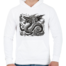 PRINTFASHION Sárkány - Férfi kapucnis pulóver - Fehér