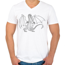 PRINTFASHION Sárkány  - Férfi V-nyakú póló - Fehér