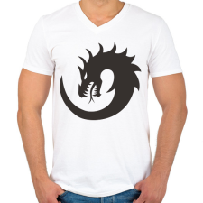 PRINTFASHION Sárkány - Férfi V-nyakú póló - Fehér férfi póló